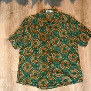 Vibrant Green and Orange Men's Shirt